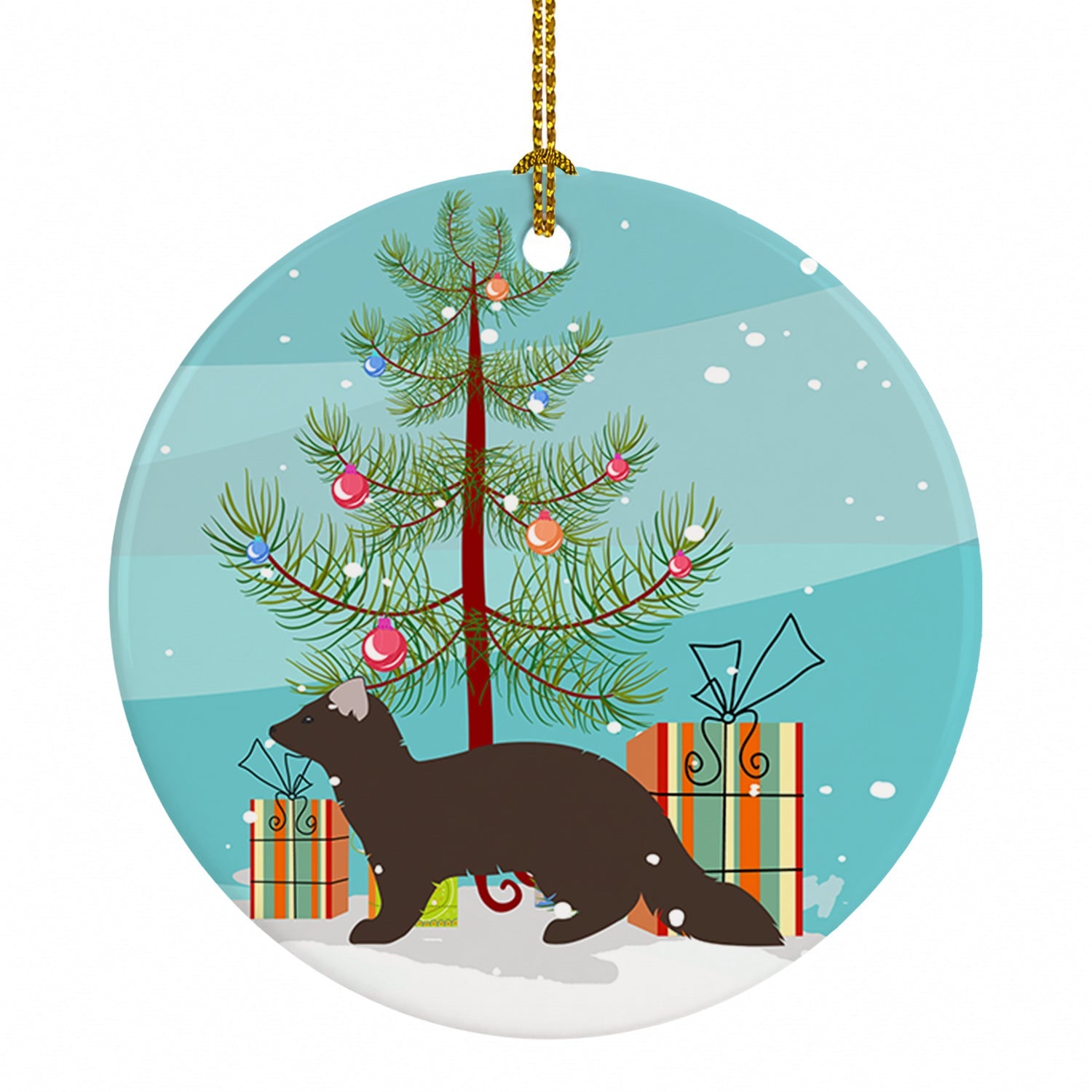 Sable Marten Christmas Ceramic Ornament Christmas Tree Hanging Decorations for Home Christmas Holiday, Party, Gift, 3 in, Multicolor