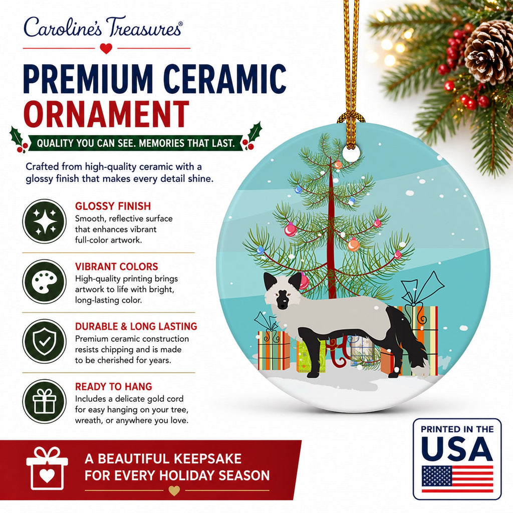 Silver Fox Christmas Ceramic Ornament Christmas Tree Hanging Decorations for Home Christmas Holiday, Party, Gift, 3 in, Multicolor