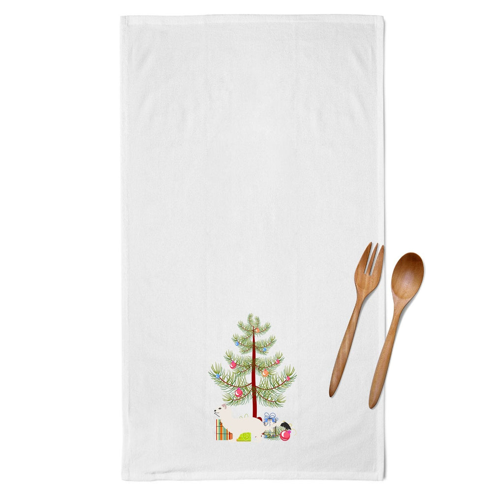 Stoat Short-tailed Weasel Christmas Kitchen Towel Set of 2 White Dish Towels Decorative Bathroom Hand towel for Hand, Face, Hair, Yoga, Tea, Dishcloth, 19 X 28", White