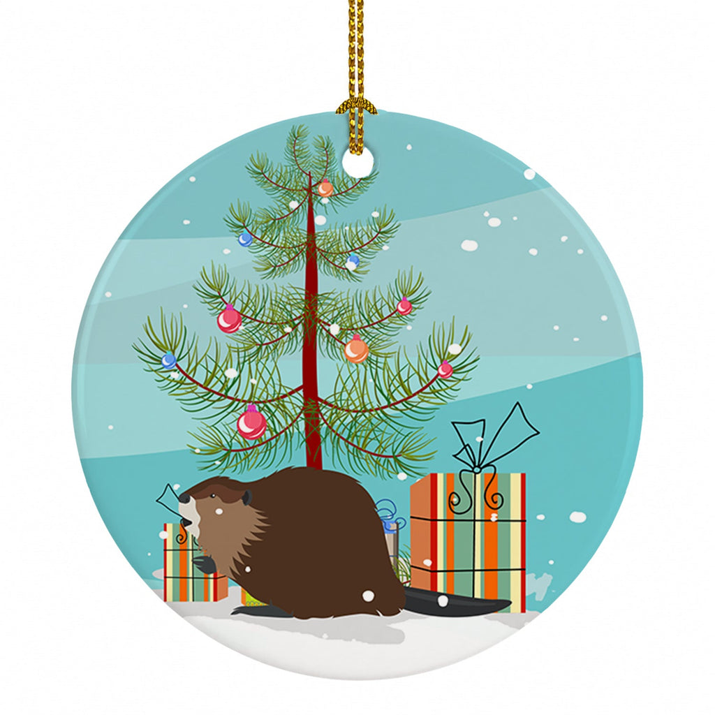 Eurasian Beaver Christmas Ceramic Ornament Christmas Tree Hanging Decorations for Home Christmas Holiday, Party, Gift, 3 in, Multicolor