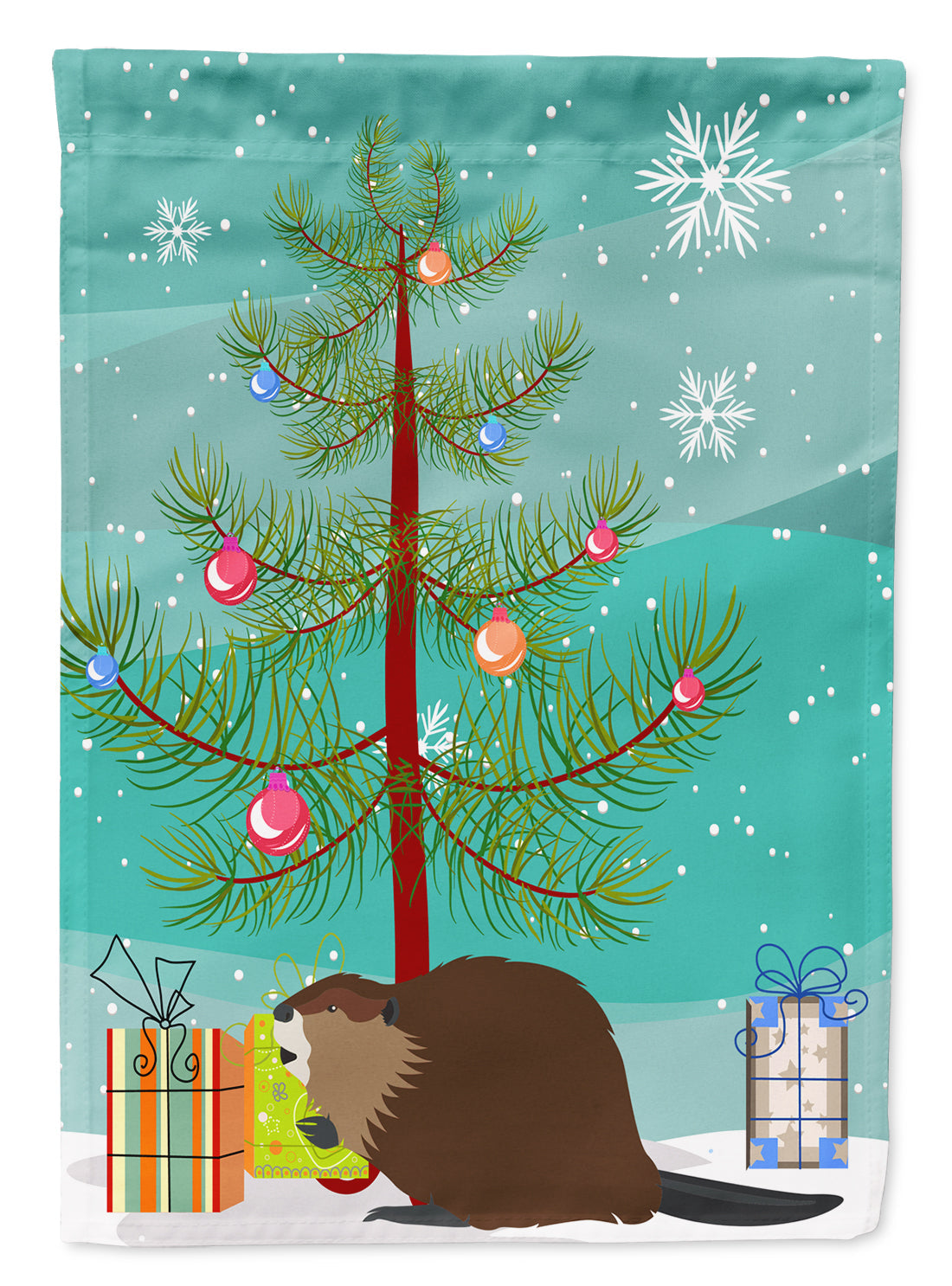 Eurasian Beaver Christmas Garden Flag Mailbox Decorative Yard Banner Outside Patio Artwork for Flower Beds, Garden Size, Multicolor