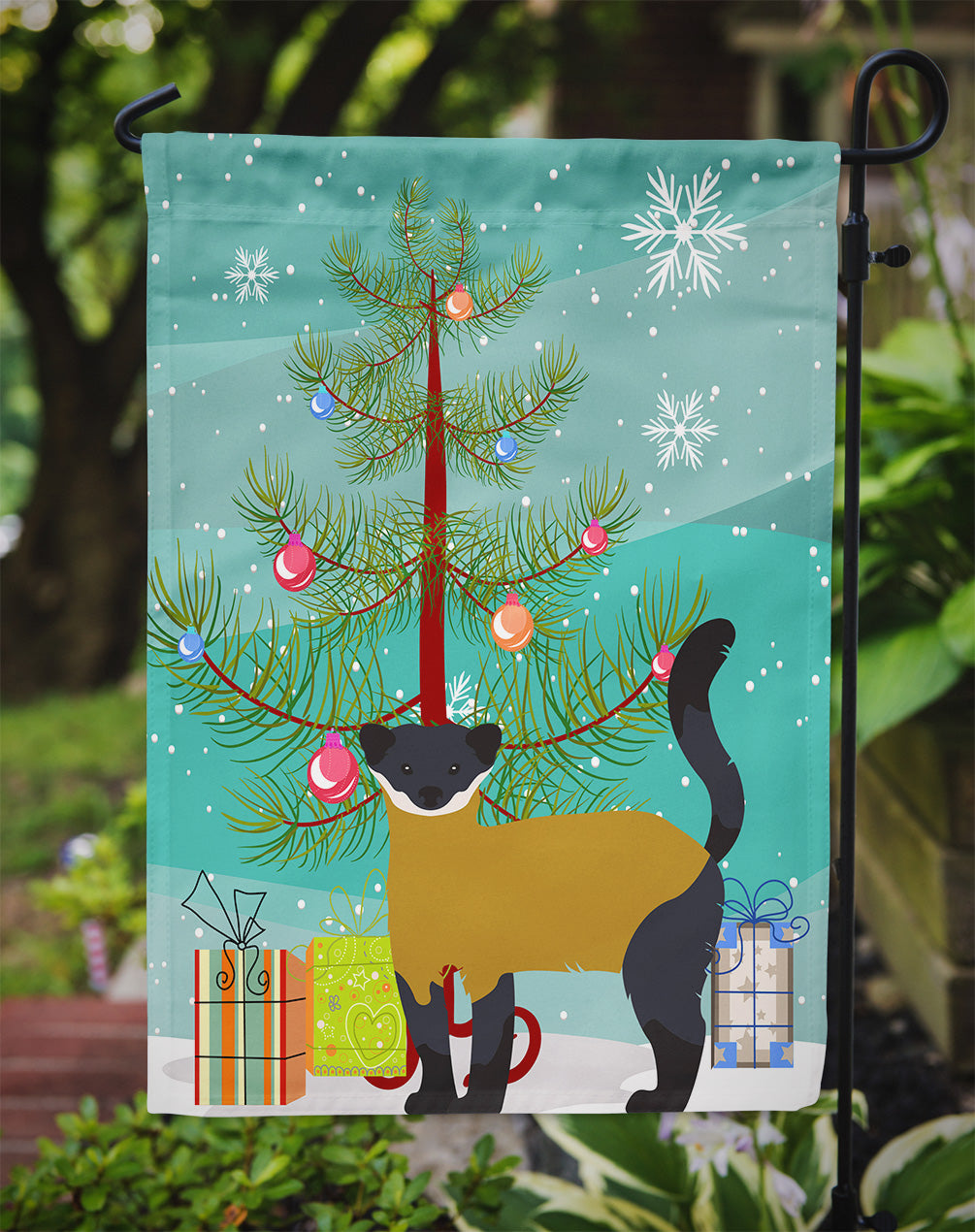 Yellow-Throated Marten Christmas Garden Flag Mailbox Decorative Yard Banner Outside Patio Artwork for Flower Beds, Garden Size, Multicolor