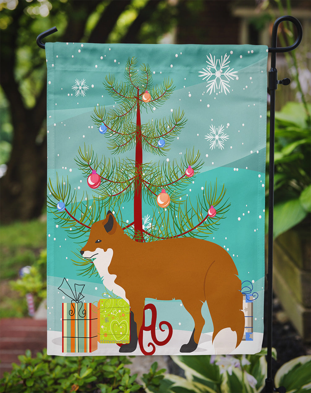 Red Fox Christmas Garden Flag Mailbox Decorative Yard Banner Outside Patio Artwork for Flower Beds, Garden Size, Multicolor