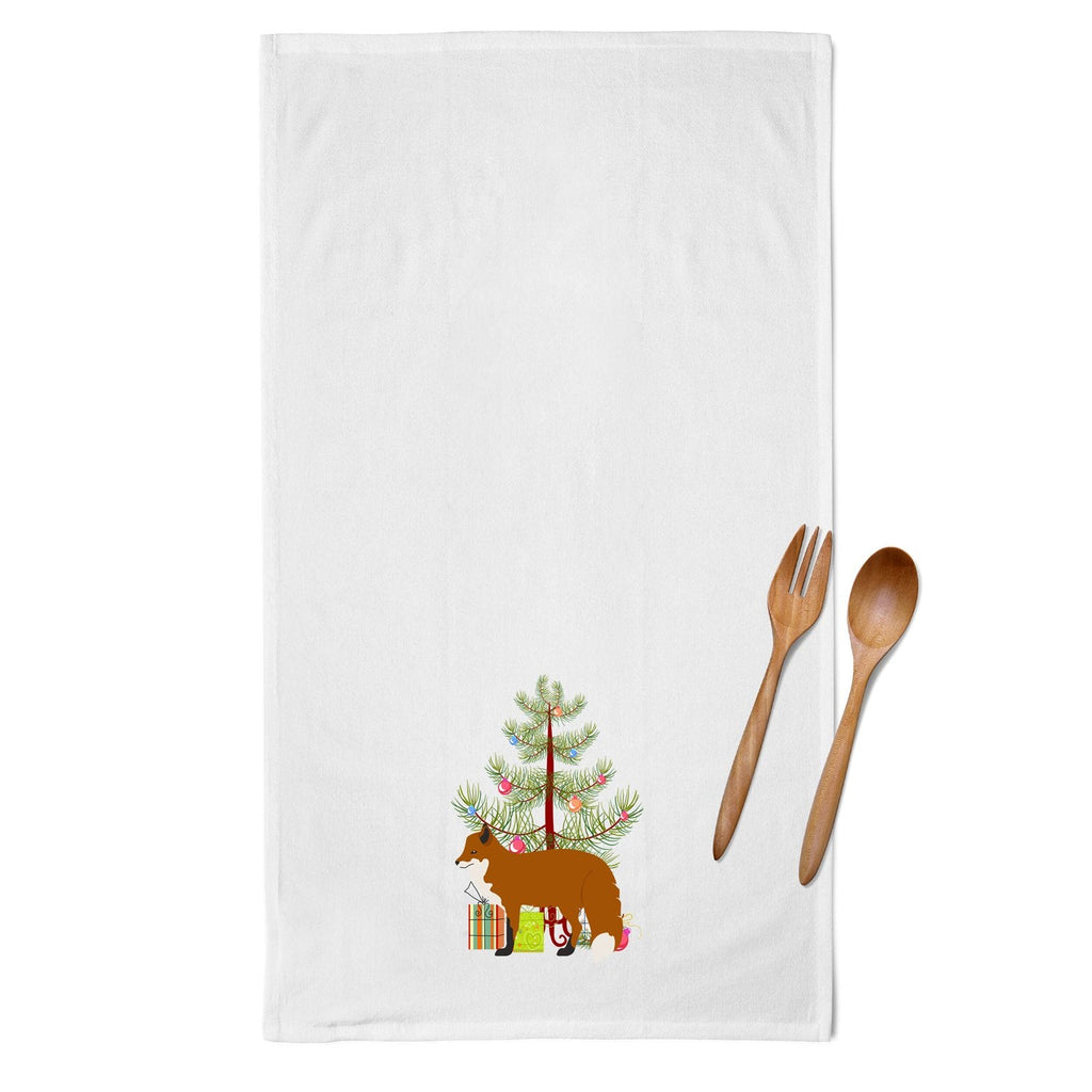 Red Fox Christmas Kitchen Towel Set of 2 White Dish Towels Decorative Bathroom Hand towel for Hand, Face, Hair, Yoga, Tea, Dishcloth, 19 X 28", White
