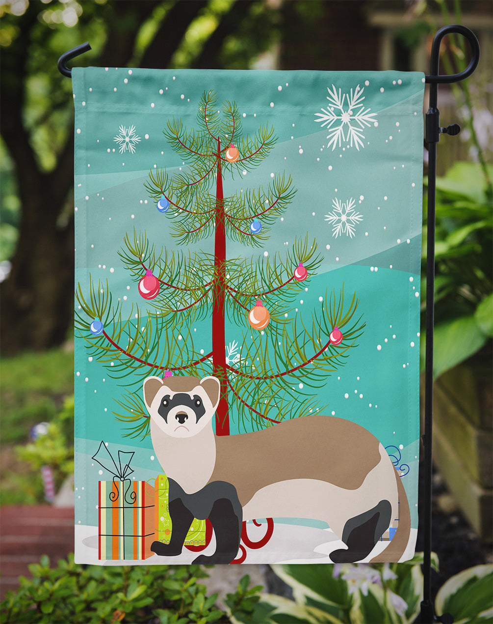 Ferret Christmas Garden Flag Mailbox Decorative Yard Banner Outside Patio Artwork for Flower Beds, Garden Size, Multicolor