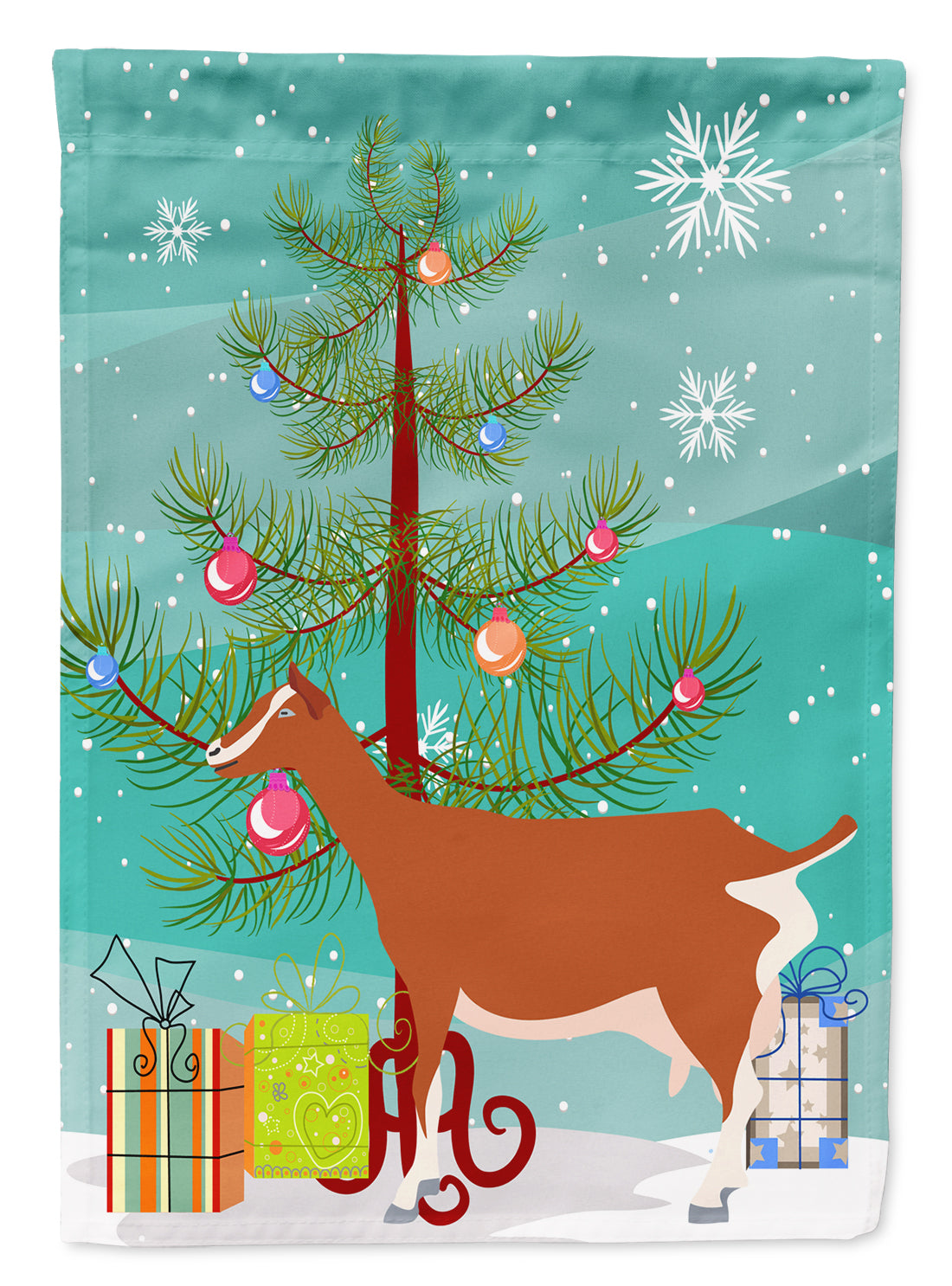 Toggenburger Goat Christmas Garden Flag Mailbox Decorative Yard Banner Outside Patio Artwork for Flower Beds, Garden Size, Multicolor