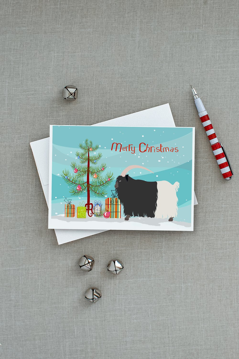 Welsh Black-Necked Goat Christmas Greeting Cards Pack of 8 Blank Cards with Envelopes Whimsical A7 Size 5x7