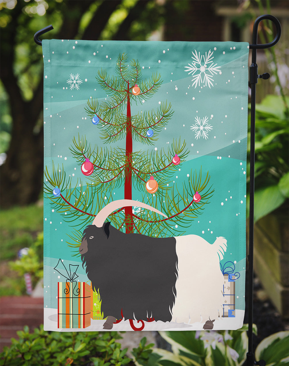 Welsh Black-Necked Goat Christmas Garden Flag Mailbox Decorative Yard Banner Outside Patio Artwork for Flower Beds, Garden Size, Multicolor