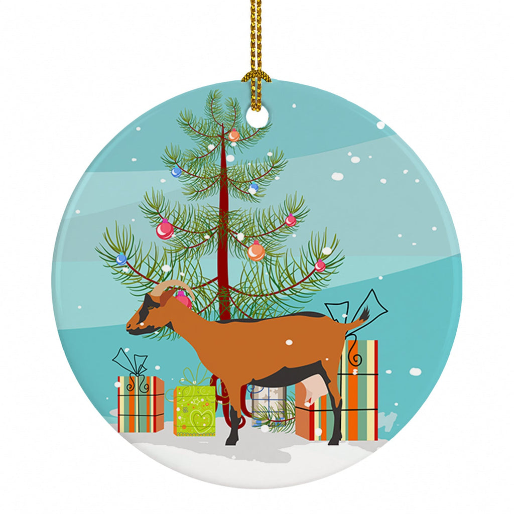 Oberhasli Goat Christmas Ceramic Ornament Christmas Tree Hanging Decorations for Home Christmas Holiday, Party, Gift, 3 in, Multicolor