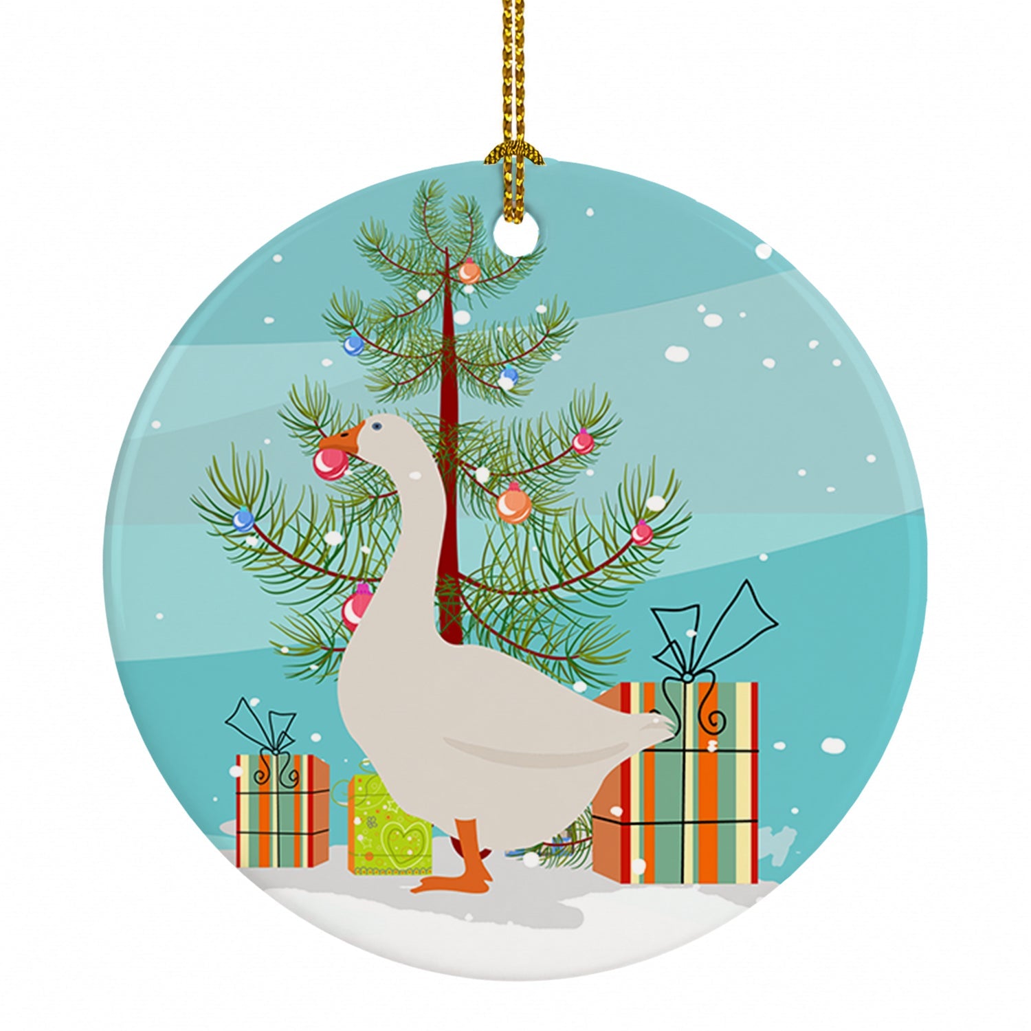 Embden Goose Christmas Ceramic Ornament Christmas Tree Hanging Decorations for Home Christmas Holiday, Party, Gift, 3 in, Multicolor