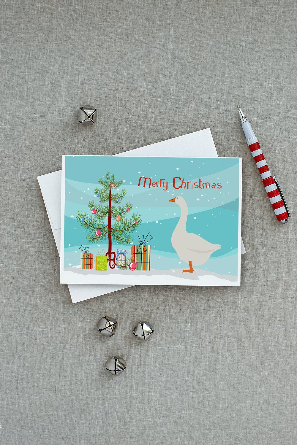Embden Goose Christmas Greeting Cards Pack of 8 Blank Cards with Envelopes Whimsical A7 Size 5x7