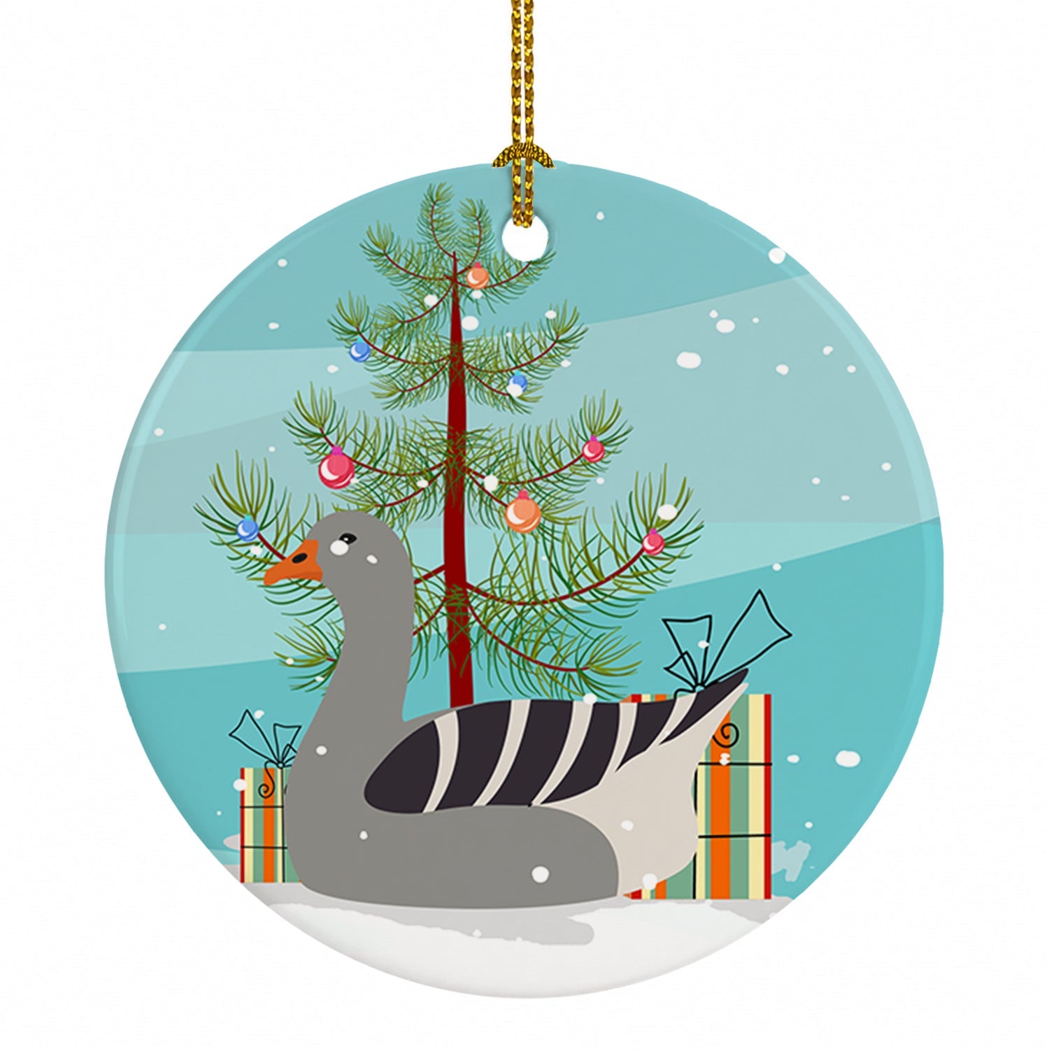 Pilgrim Goose Christmas Ceramic Ornament Christmas Tree Hanging Decorations for Home Christmas Holiday, Party, Gift, 3 in, Multicolor