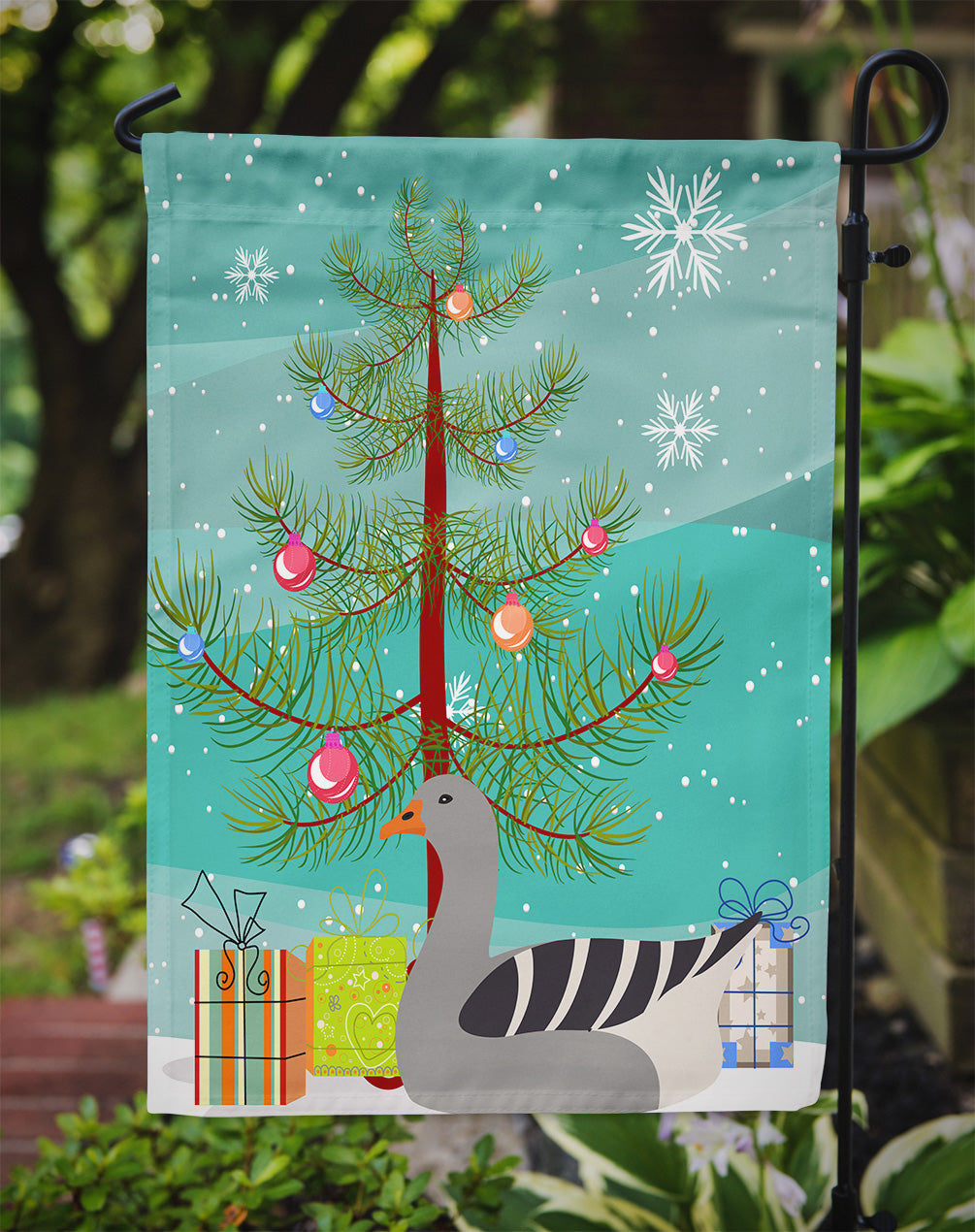 Pilgrim Goose Christmas Garden Flag Mailbox Decorative Yard Banner Outside Patio Artwork for Flower Beds, Garden Size, Multicolor