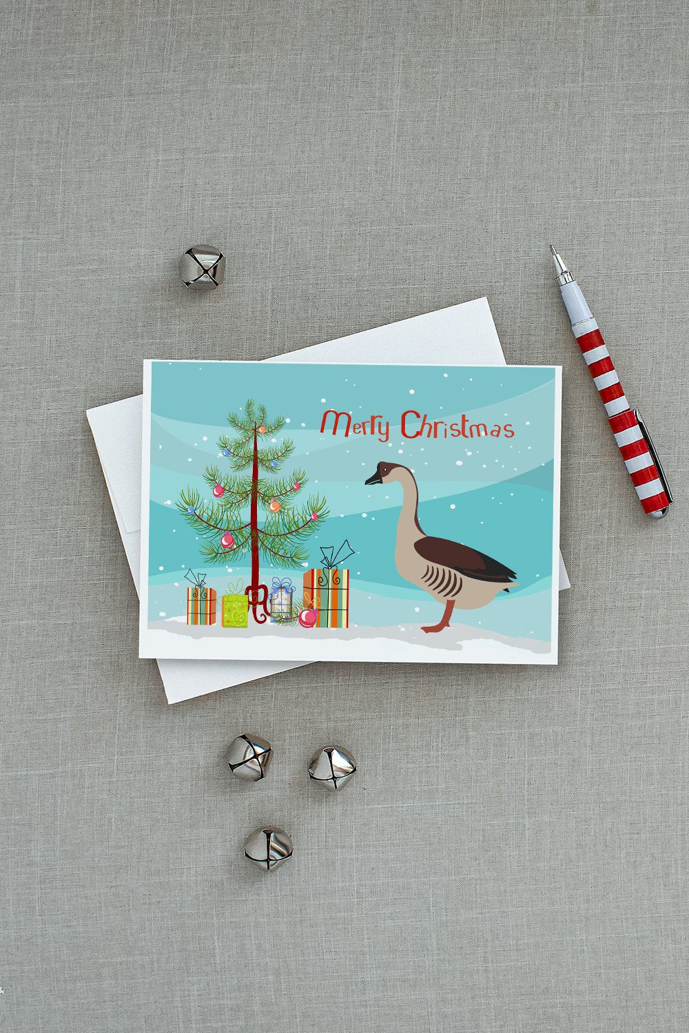 Chinese Goose Christmas Greeting Cards Pack of 8 Blank Cards with Envelopes Whimsical A7 Size 5x7