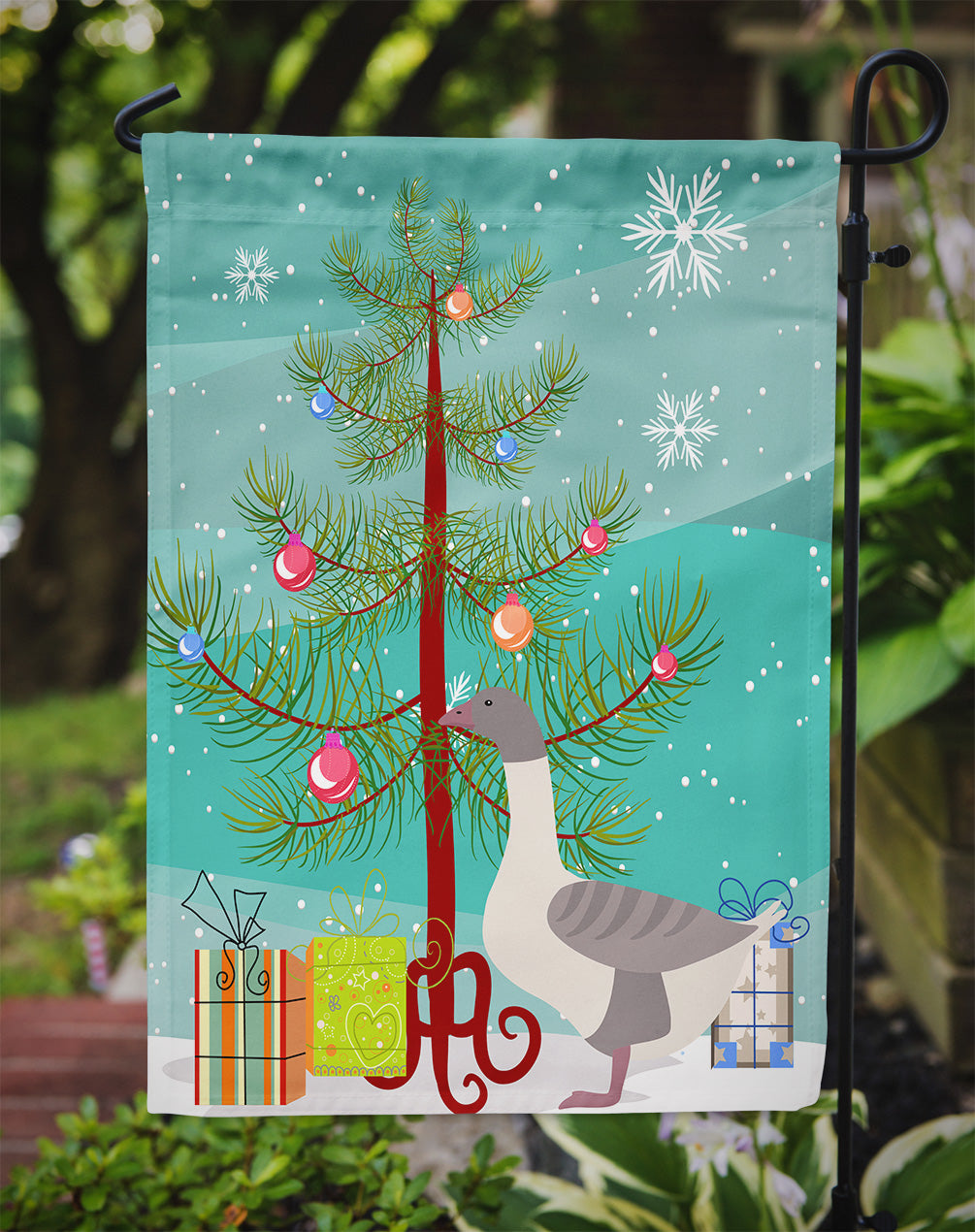 Buff Grey Back Goose Christmas Garden Flag Mailbox Decorative Yard Banner Outside Patio Artwork for Flower Beds, Garden Size, Multicolor