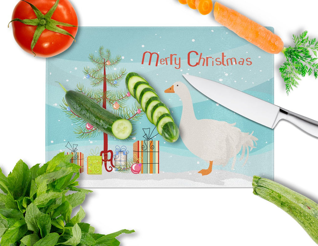 Sebastopol Goose Christmas Cutting Board Tempered Glass Kitchen Cutting Surface, Heat Resistant Chopping, Non-Slip Feet, Food Prep & Serving