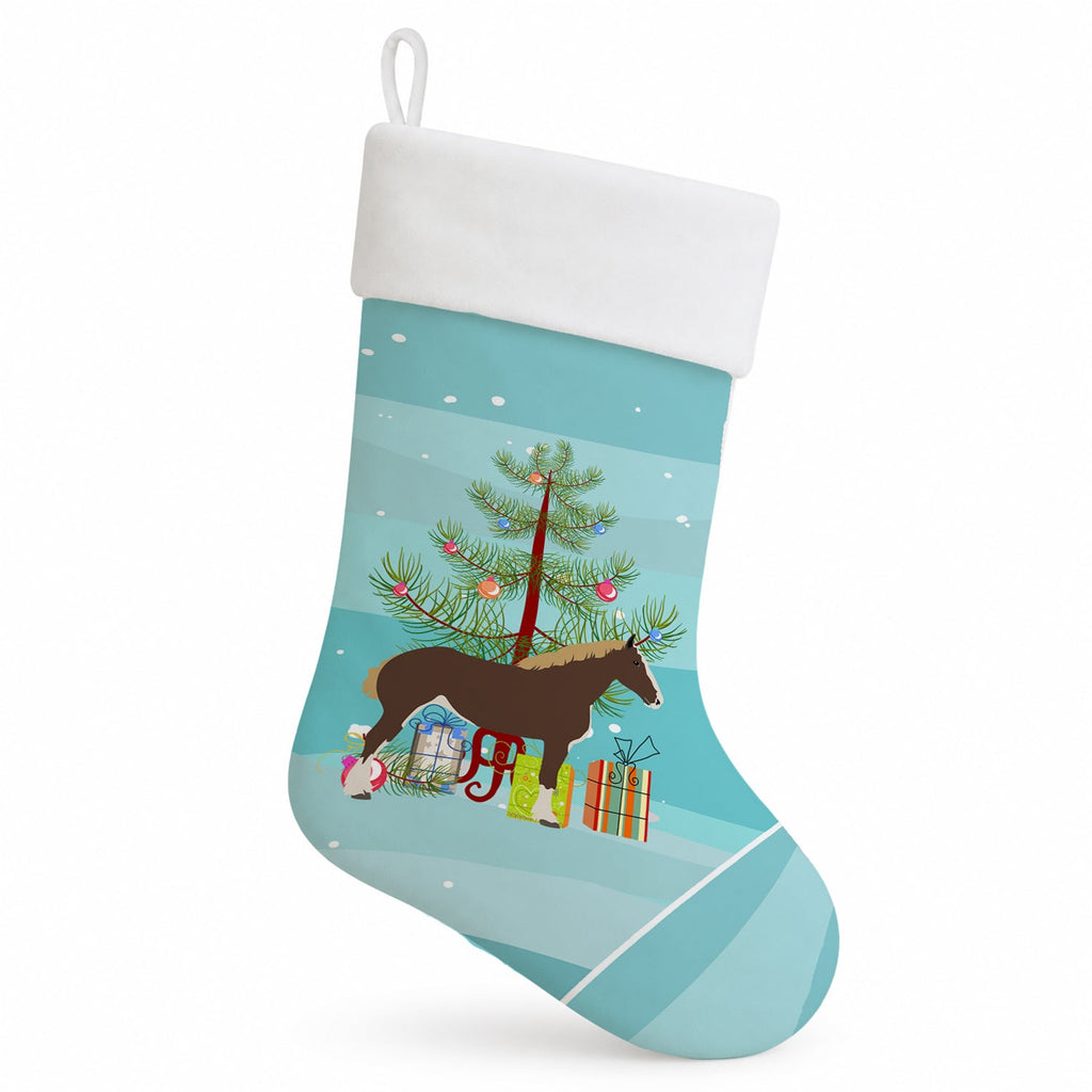 Percheron Horse Christmas Holiday Stocking Double-Sided Print, Polyester Suede,11x18, Made in USA