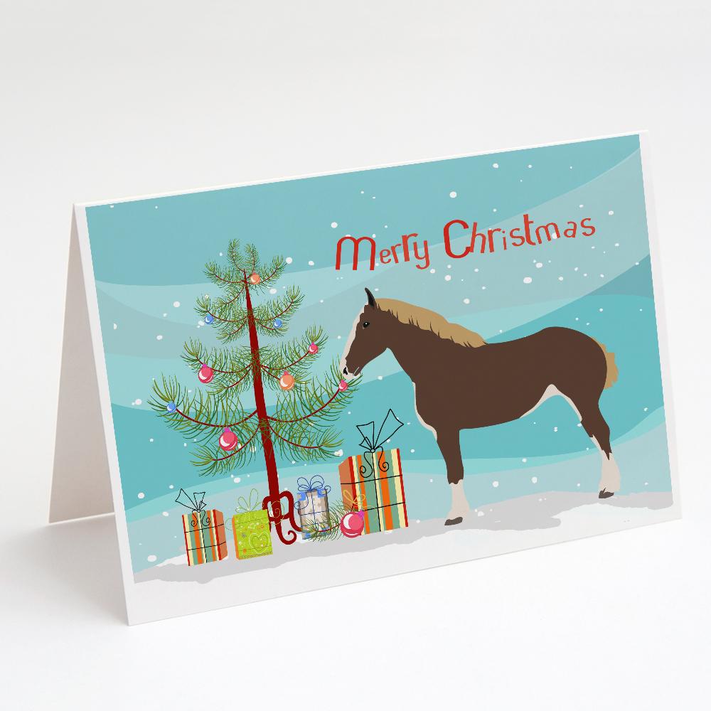Percheron Horse Christmas Greeting Cards Pack of 8 Blank Cards with Envelopes Whimsical A7 Size 5x7