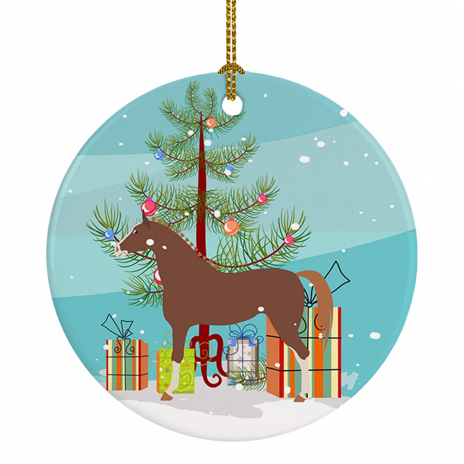 Hannoverian Horse Christmas Ceramic Ornament Christmas Tree Hanging Decorations for Home Christmas Holiday, Party, Gift, 3 in, Multicolor