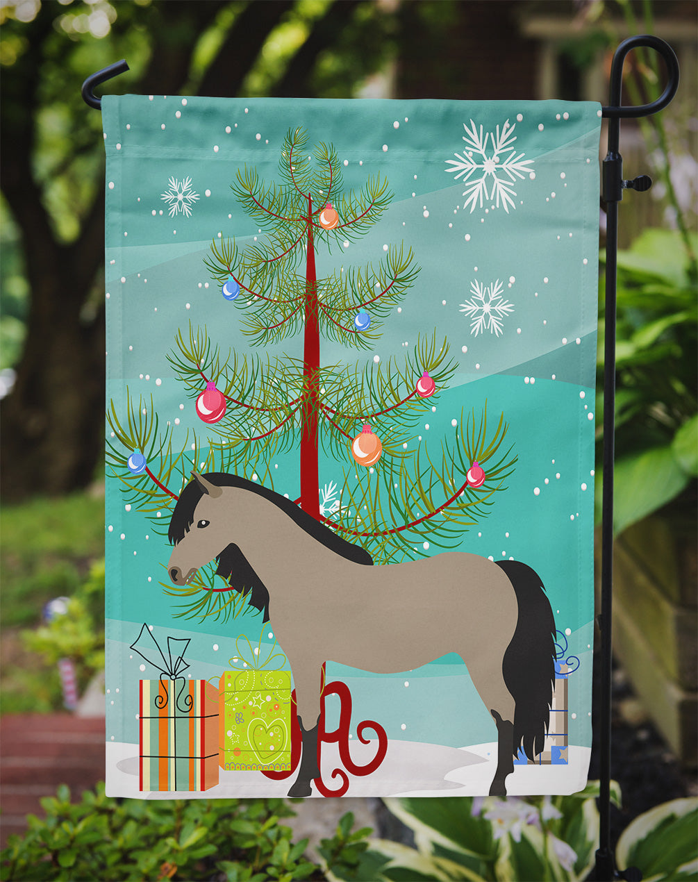 Welsh Pony Horse Christmas Garden Flag Mailbox Decorative Yard Banner Outside Patio Artwork for Flower Beds, Garden Size, Multicolor