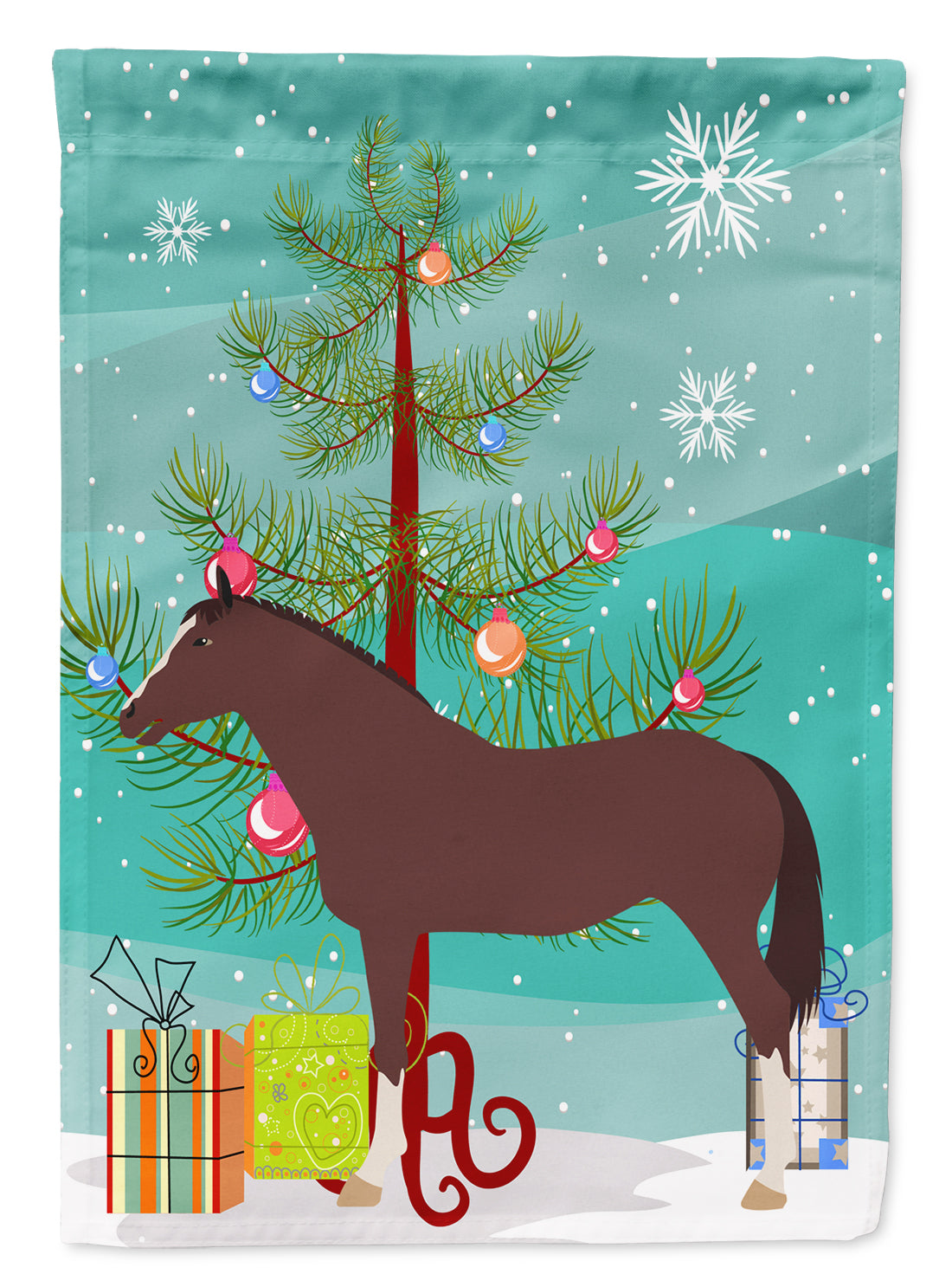 English Thoroughbred Horse Christmas Garden Flag Mailbox Decorative Yard Banner Outside Patio Artwork for Flower Beds, Garden Size, Multicolor