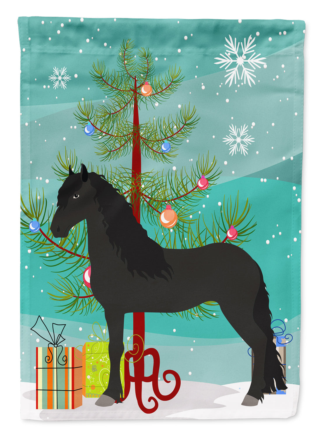 Friesian Horse Christmas Garden Flag Mailbox Decorative Yard Banner Outside Patio Artwork for Flower Beds, Garden Size, Multicolor