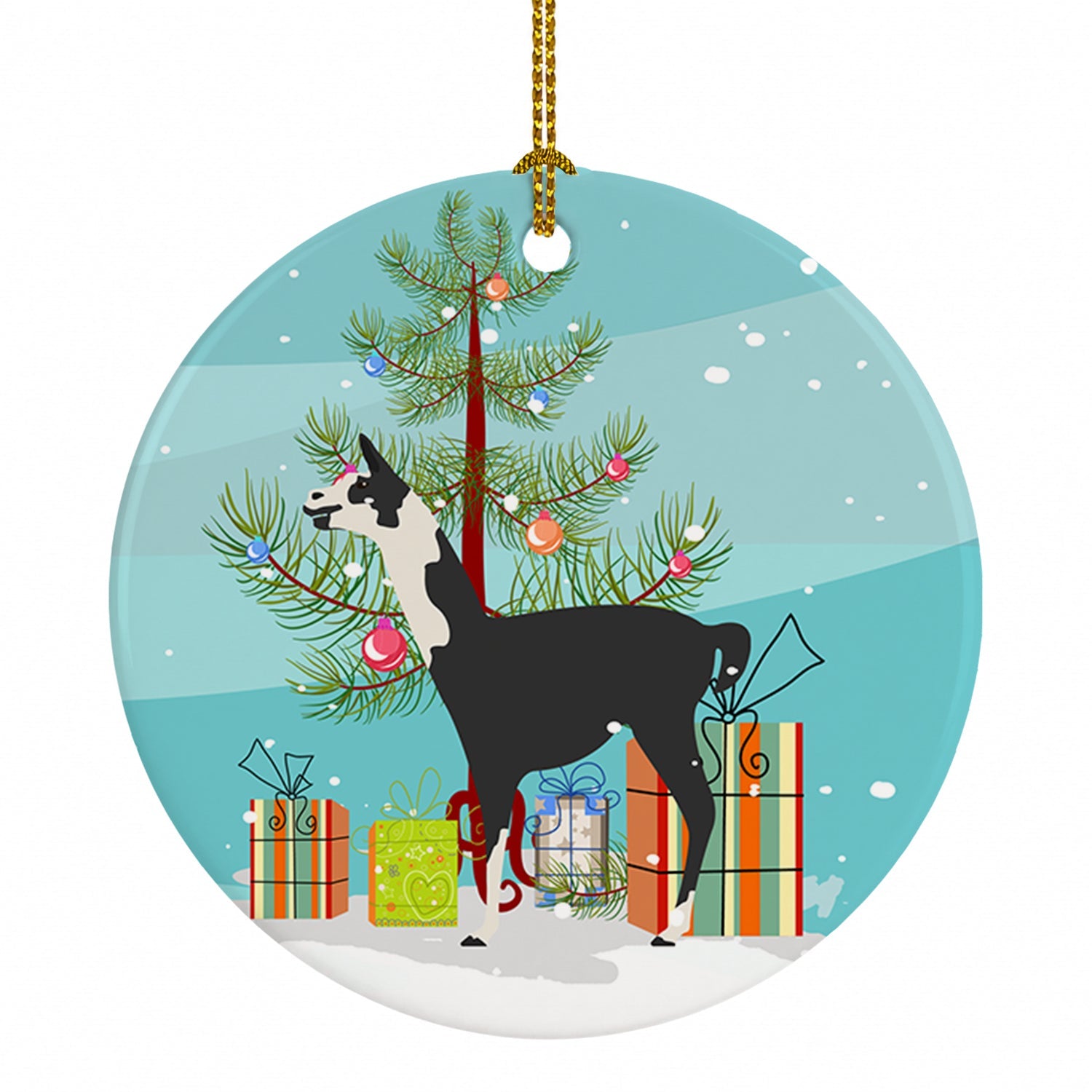 Llama Q' Ara Christmas Ceramic Ornament Christmas Tree Hanging Decorations for Home Christmas Holiday, Party, Gift, 3 in, Multicolor