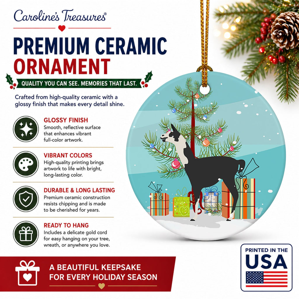 Llama Q' Ara Christmas Ceramic Ornament Christmas Tree Hanging Decorations for Home Christmas Holiday, Party, Gift, 3 in, Multicolor