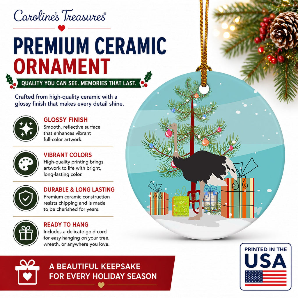 Common Ostrich Christmas Ceramic Ornament Christmas Tree Hanging Decorations for Home Christmas Holiday, Party, Gift, 3 in, Multicolor