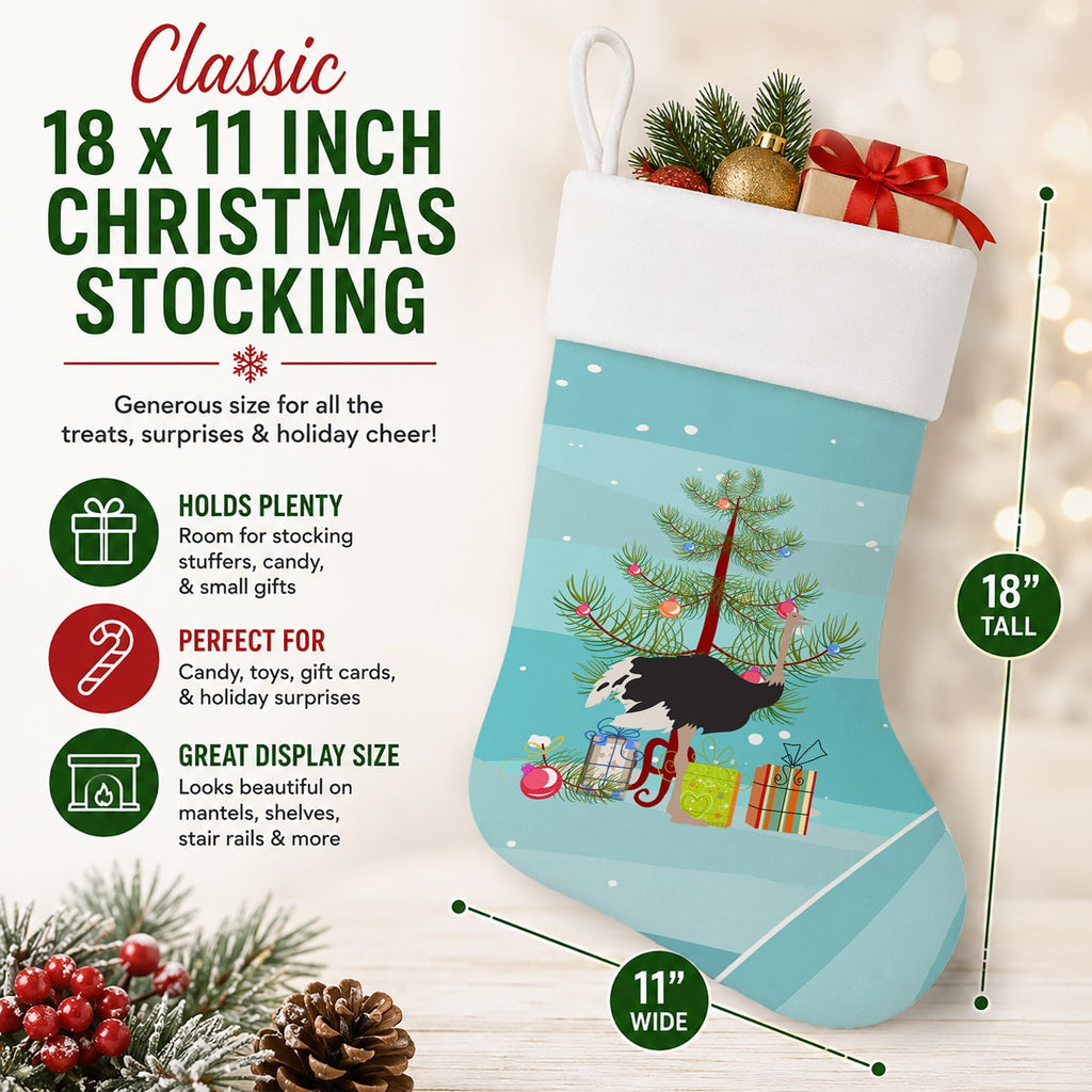 Common Ostrich Christmas Holiday Stocking Double-Sided Print, Polyester Suede,11x18, Made in USA
