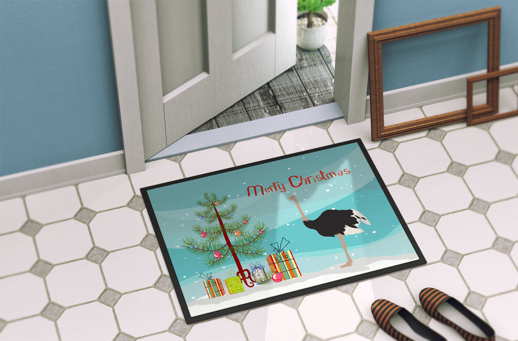 Common Ostrich Christmas Doormat Indoor Outdoor 18H X 27W Front Door Mat Rugs for Entryway, Non Slip Washable