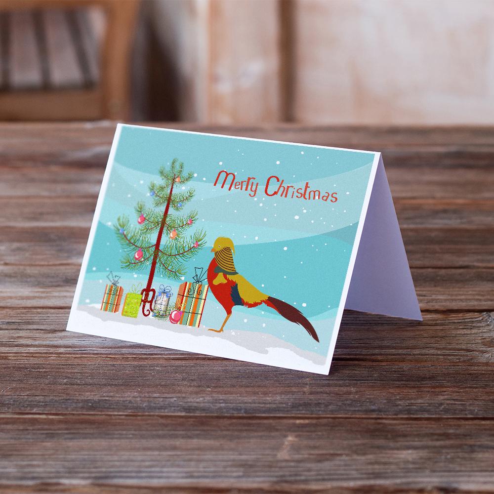 Golden or Chinese Pheasant Christmas Greeting Cards Pack of 8 Blank Cards with Envelopes Whimsical A7 Size 5x7