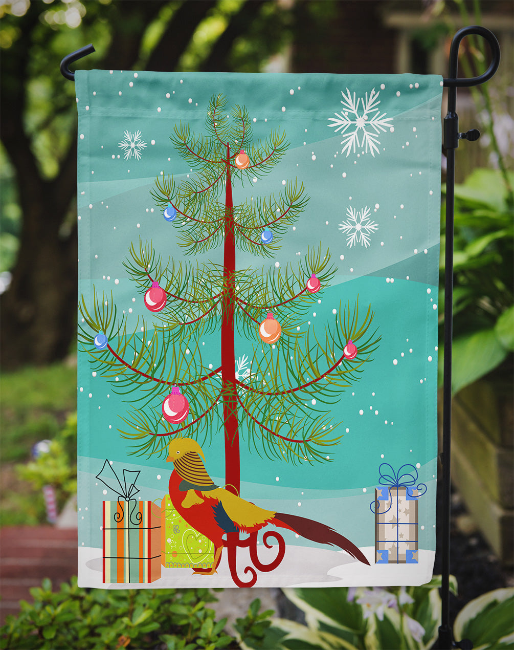 Golden or Chinese Pheasant Christmas Garden Flag Mailbox Decorative Yard Banner Outside Patio Artwork for Flower Beds, Garden Size, Multicolor