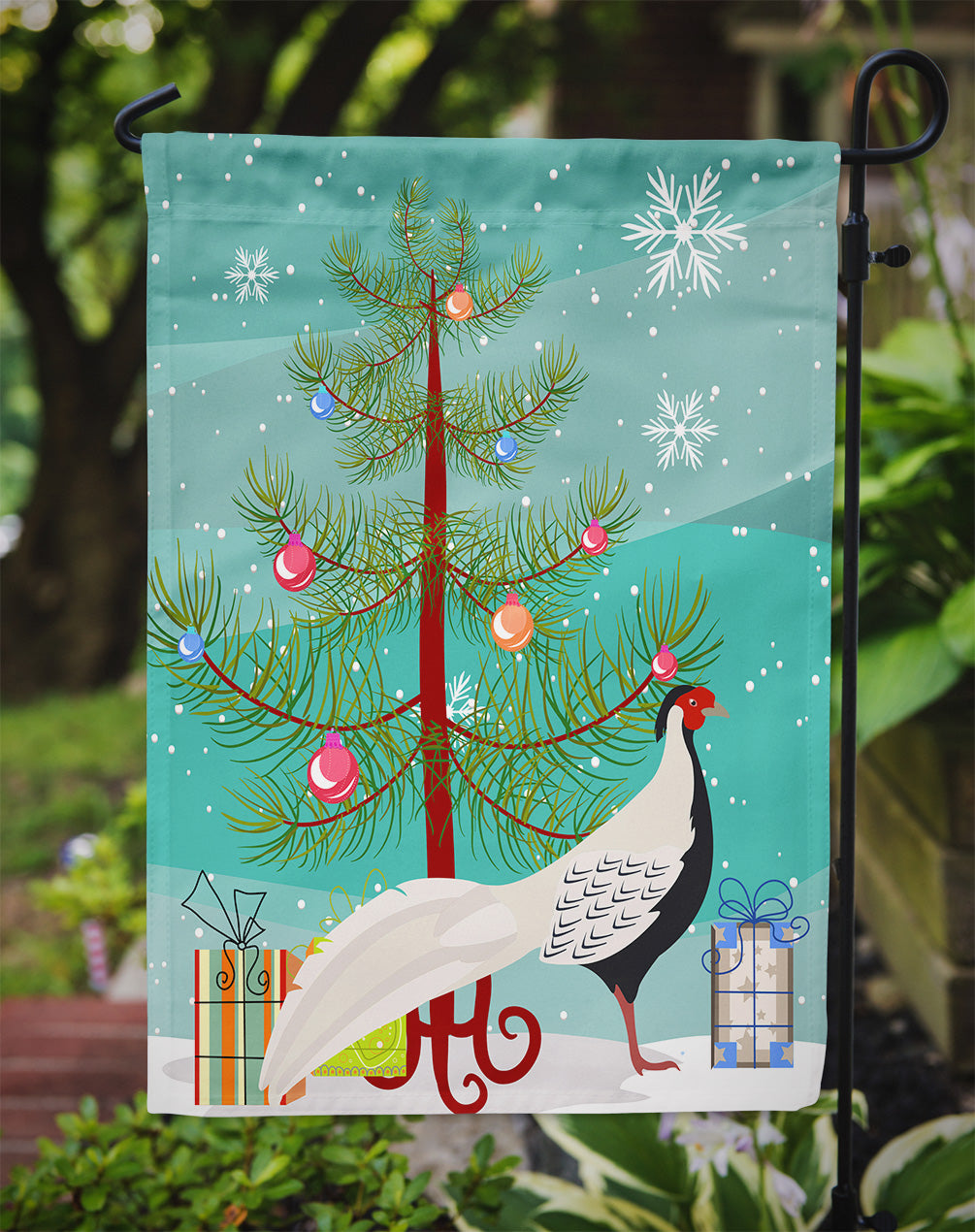 Silver Pheasant Christmas Garden Flag Mailbox Decorative Yard Banner Outside Patio Artwork for Flower Beds, Garden Size, Multicolor