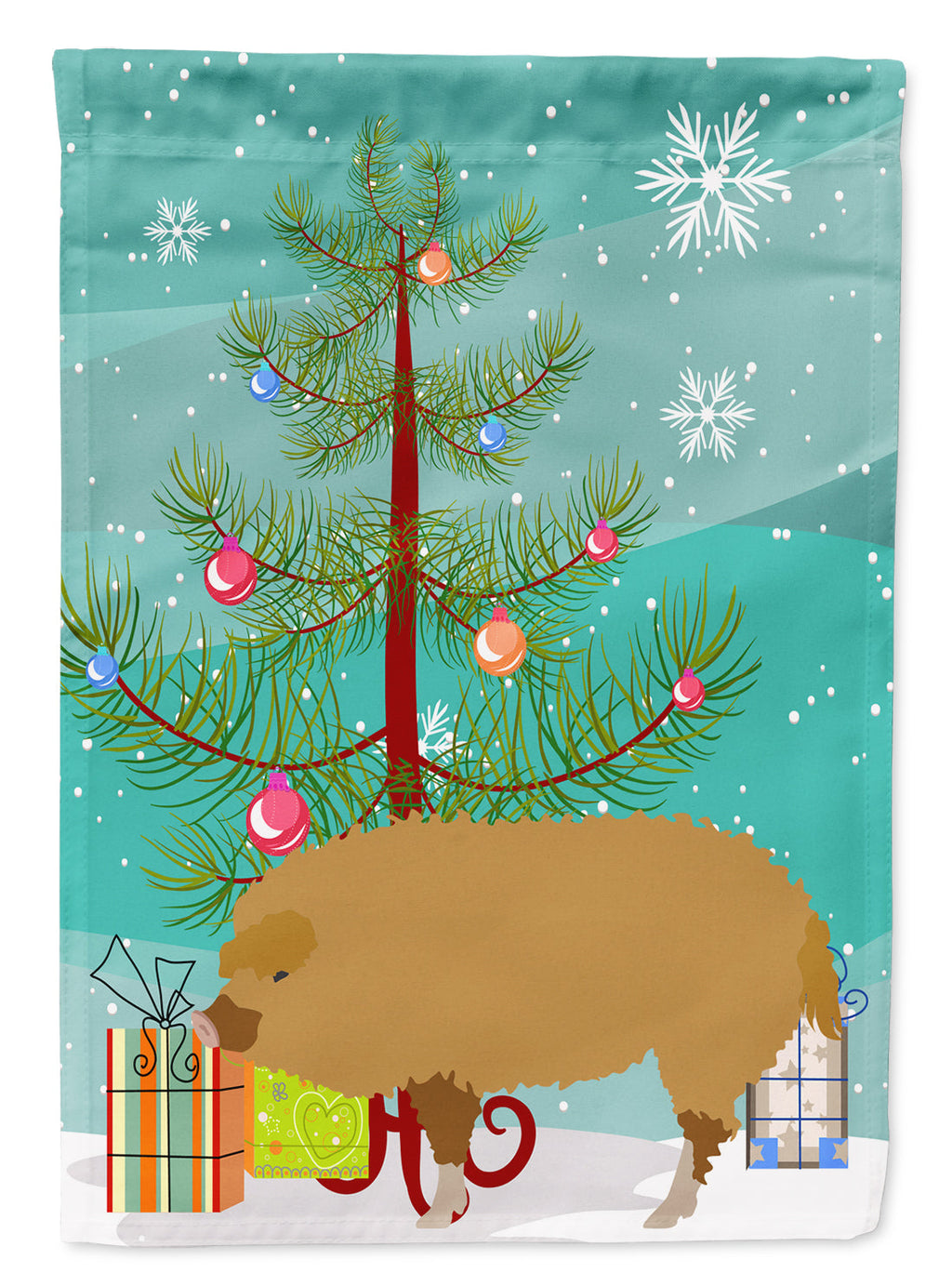 Hungarian Mangalica Pig Christmas Garden Flag Mailbox Decorative Yard Banner Outside Patio Artwork for Flower Beds, Garden Size, Multicolor