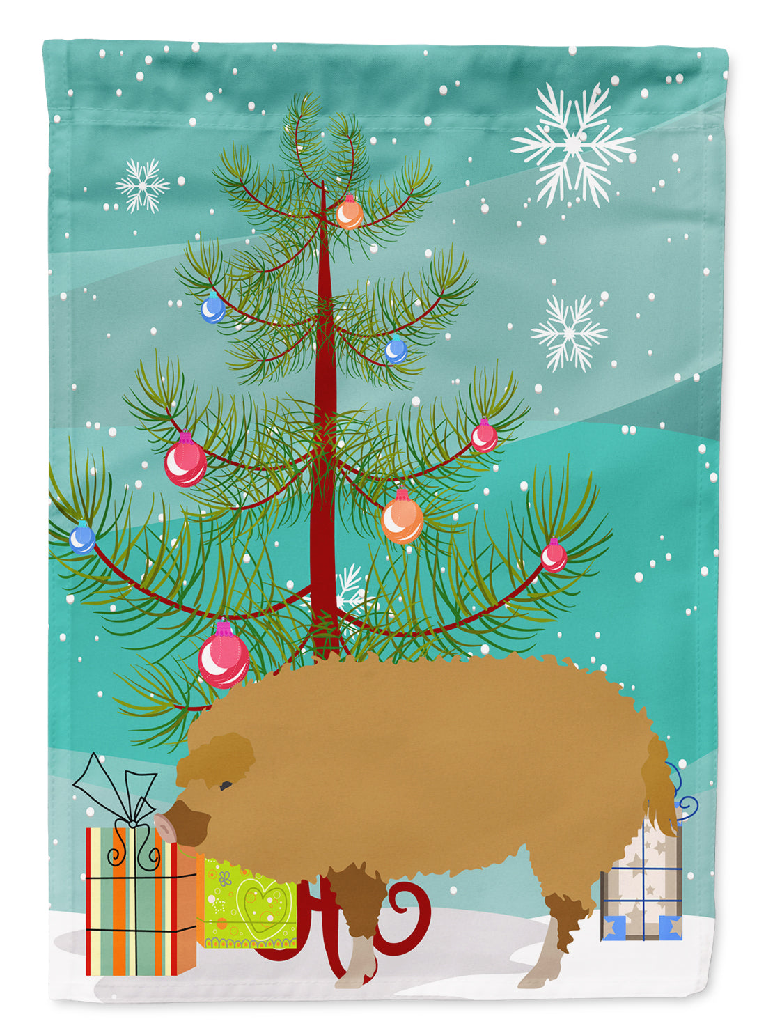 Hungarian Mangalica Pig Christmas Garden Flag Mailbox Decorative Yard Banner Outside Patio Artwork for Flower Beds, Garden Size, Multicolor