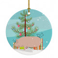 Welsh Pig Christmas Ceramic Ornament Christmas Tree Hanging Decorations for Home Christmas Holiday, Party, Gift, 3 in, Multicolor