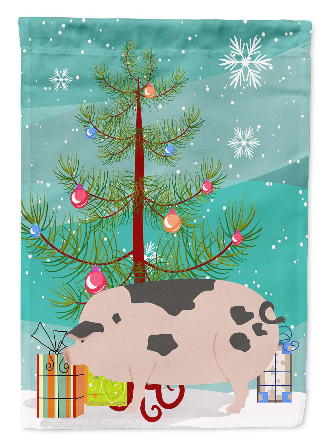 Gloucester Old Spot Pig Christmas Garden Flag Mailbox Decorative Yard Banner Outside Patio Artwork for Flower Beds, Garden Size, Multicolor