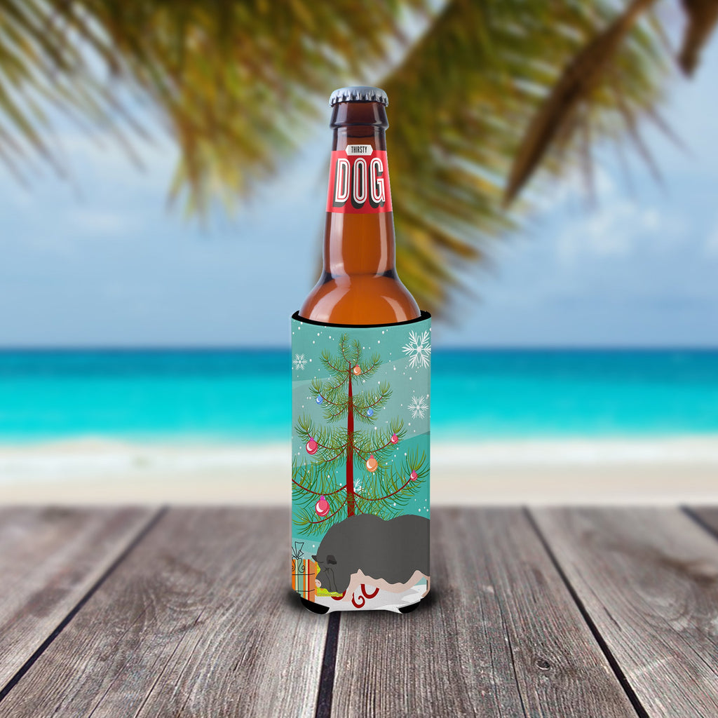 Vietnamese Pot-Bellied Pig Christmas Slim Can Hugger , Insulated Foam Hugger for 12 oz Slim Cans, Beer Bottles & Water Bottles, Printed in USA