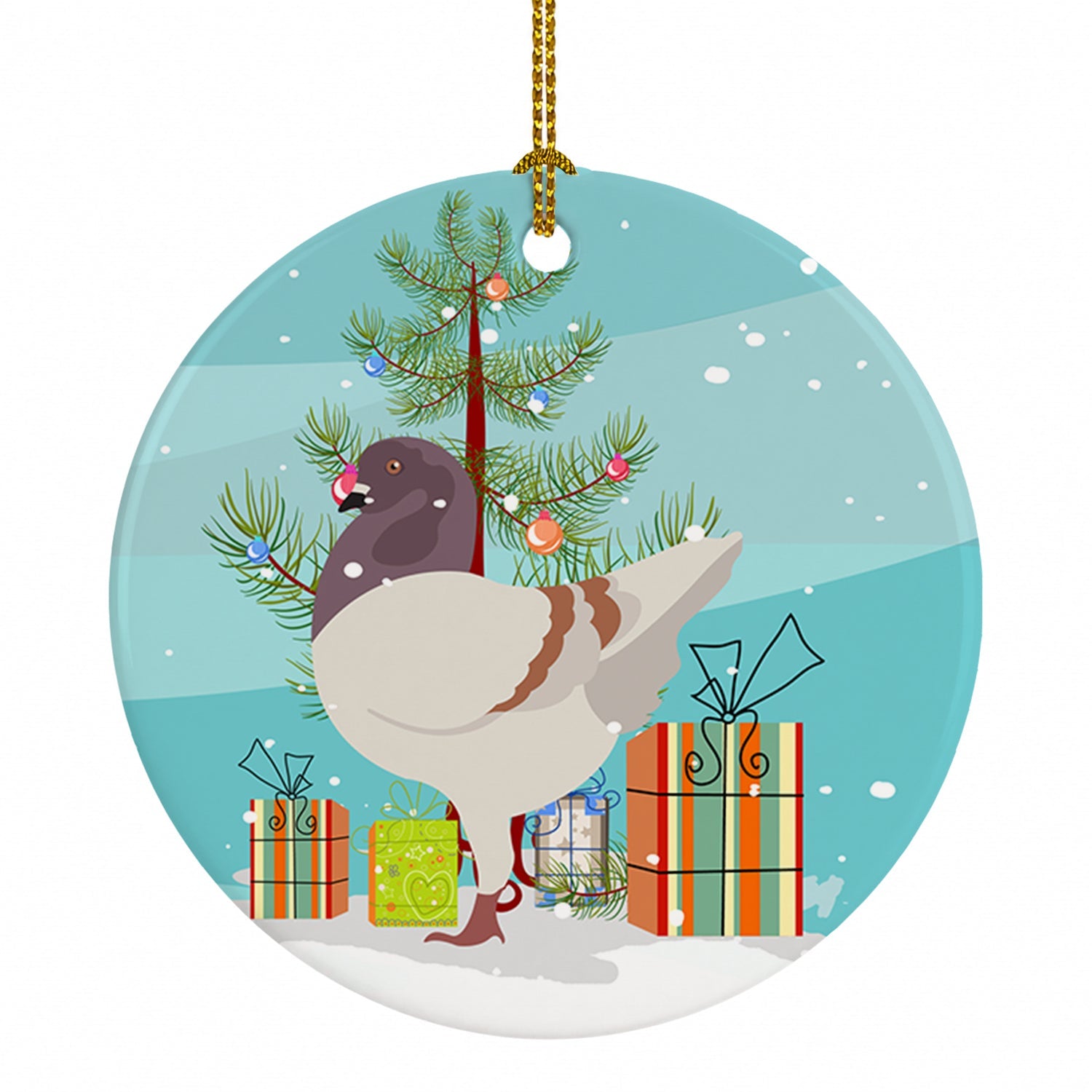 German Modena Pigeon Christmas Ceramic Ornament Christmas Tree Hanging Decorations for Home Christmas Holiday, Party, Gift, 3 in, Multicolor