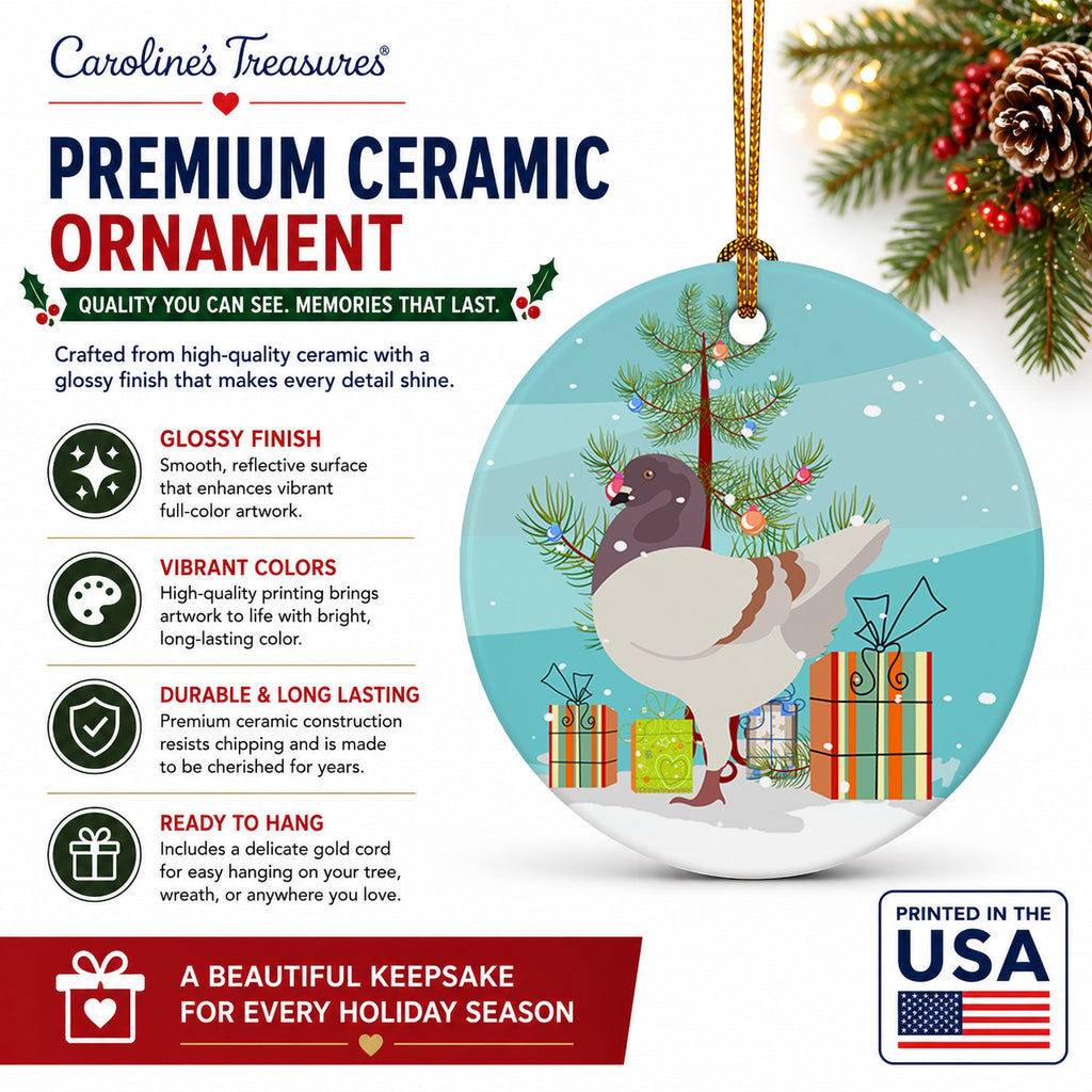 German Modena Pigeon Christmas Ceramic Ornament Christmas Tree Hanging Decorations for Home Christmas Holiday, Party, Gift, 3 in, Multicolor