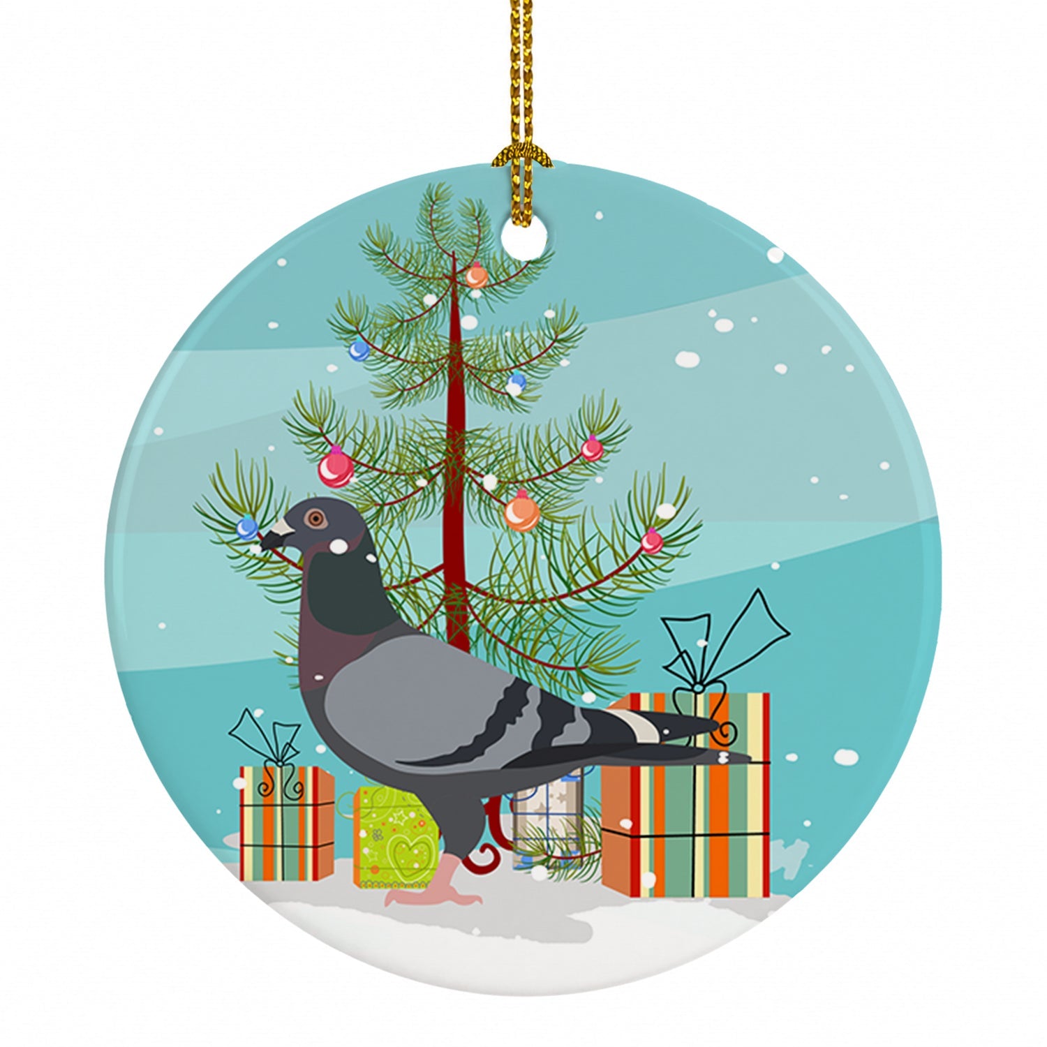 Racing Pigeon Christmas Ceramic Ornament Christmas Tree Hanging Decorations for Home Christmas Holiday, Party, Gift, 3 in, Multicolor