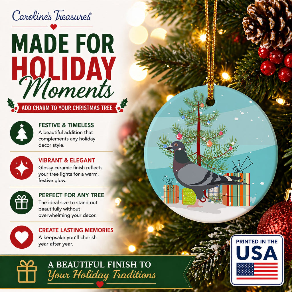 Racing Pigeon Christmas Ceramic Ornament Christmas Tree Hanging Decorations for Home Christmas Holiday, Party, Gift, 3 in, Multicolor