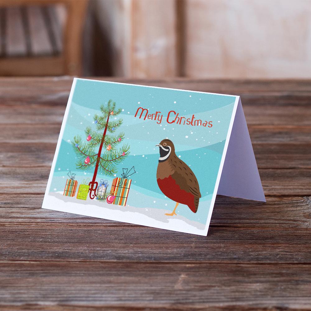 Chinese Painted or King Quail Christmas Greeting Cards Pack of 8 Blank Cards with Envelopes Whimsical A7 Size 5x7