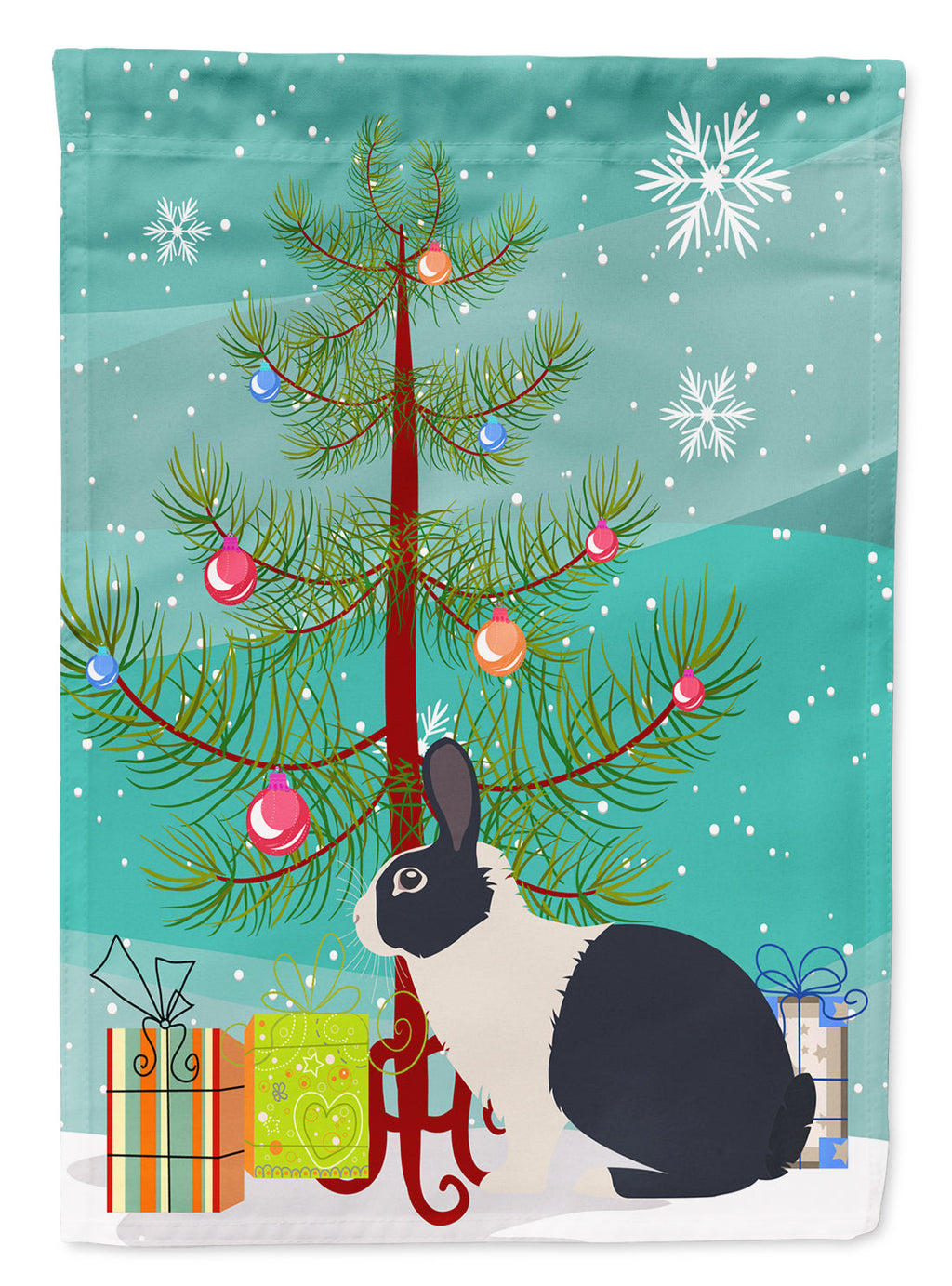 Dutch Rabbit Christmas Garden Flag Mailbox Decorative Yard Banner Outside Patio Artwork for Flower Beds, Garden Size, Multicolor