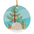 Fluffy Angora Rabbit Christmas Ceramic Ornament Christmas Tree Hanging Decorations for Home Christmas Holiday, Party, Gift, 3 in, Multicolor