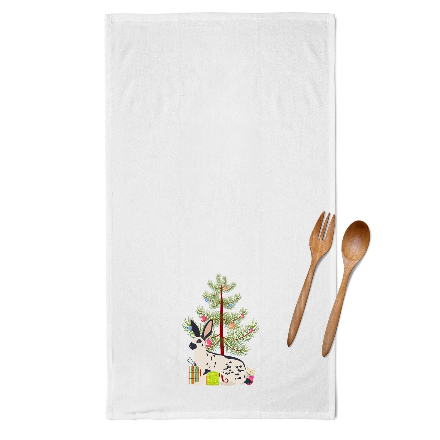English Spot Rabbit Christmas Kitchen Towel Set of 2 White Dish Towels Decorative Bathroom Hand towel for Hand, Face, Hair, Yoga, Tea, Dishcloth, 19 X 28", White