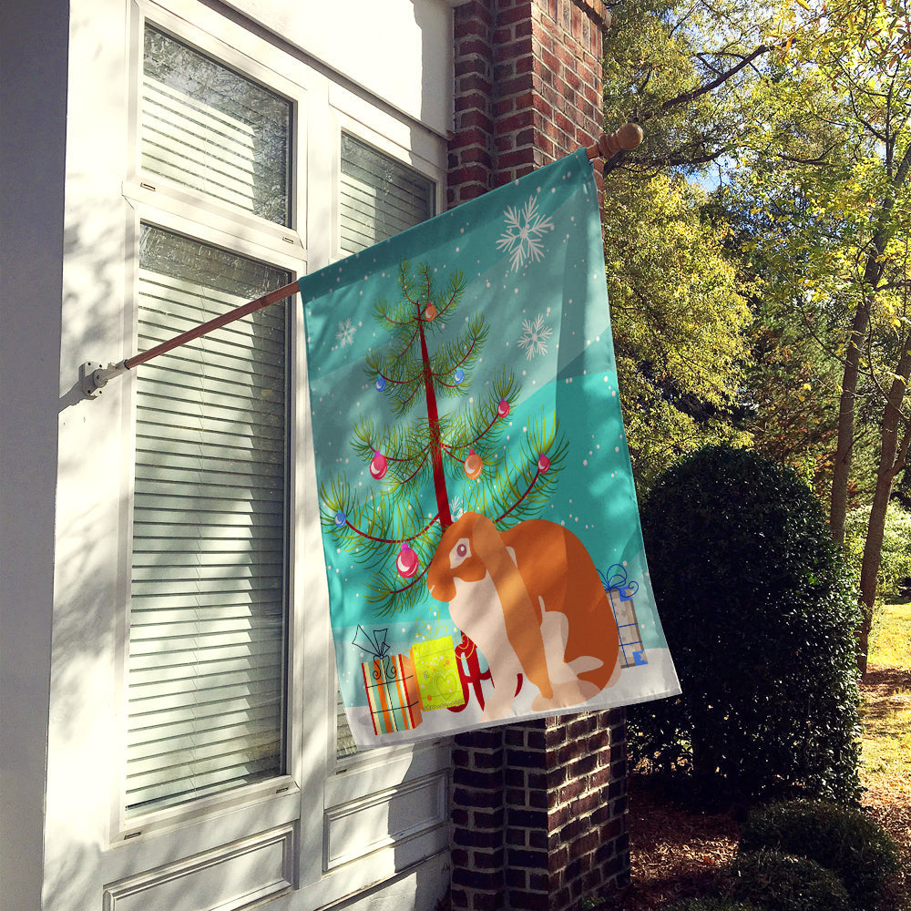 English Lop Rabbit Christmas House Flag 28x40 Porch Sleeve Pole Decorative Outside Yard Banner Artwork Wall Hanging, Polyester
