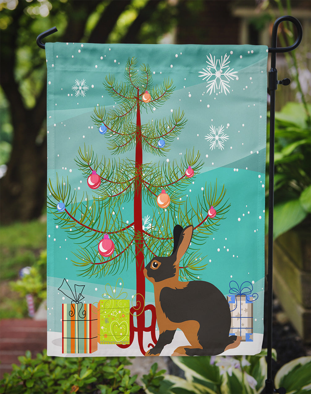 Tan Rabbit Christmas Garden Flag Mailbox Decorative Yard Banner Outside Patio Artwork for Flower Beds, Garden Size, Multicolor