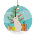 New Zealand White Rabbit Christmas Ceramic Ornament Christmas Tree Hanging Decorations for Home Christmas Holiday, Party, Gift, 3 in, Multicolor